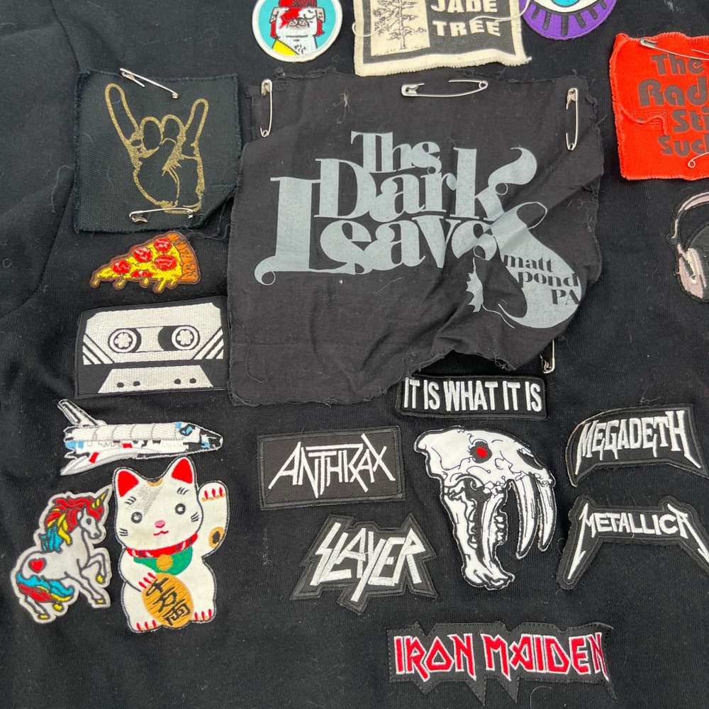 Punk Heavy Metal Black Hoodie‎ Patches Slayer Anthrax Iron Maiden Megadeath - Picture 2 of 8